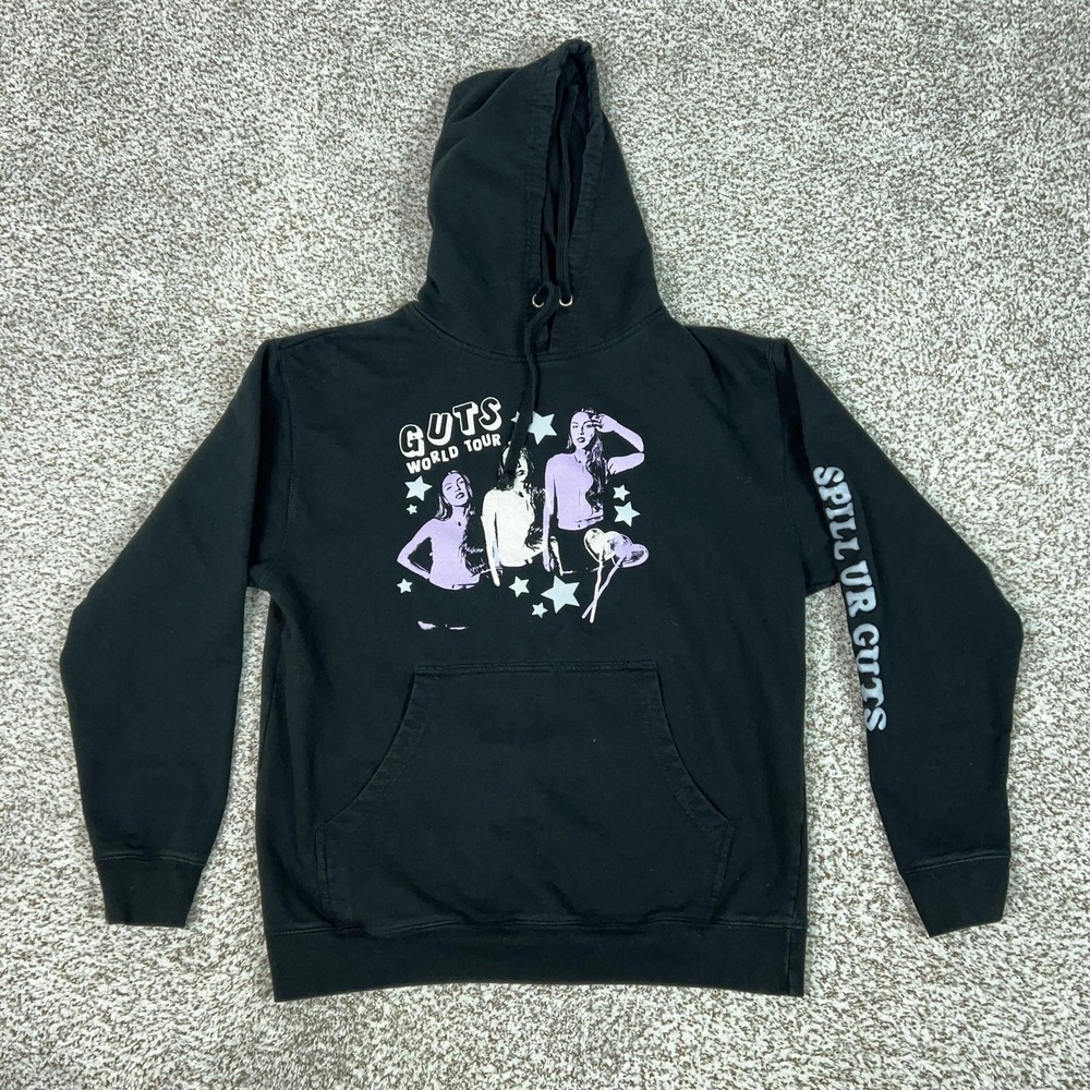 Guts World Tour Hoodie Mens Medium Black Pullover Olivia Rodrigo Concert Merch